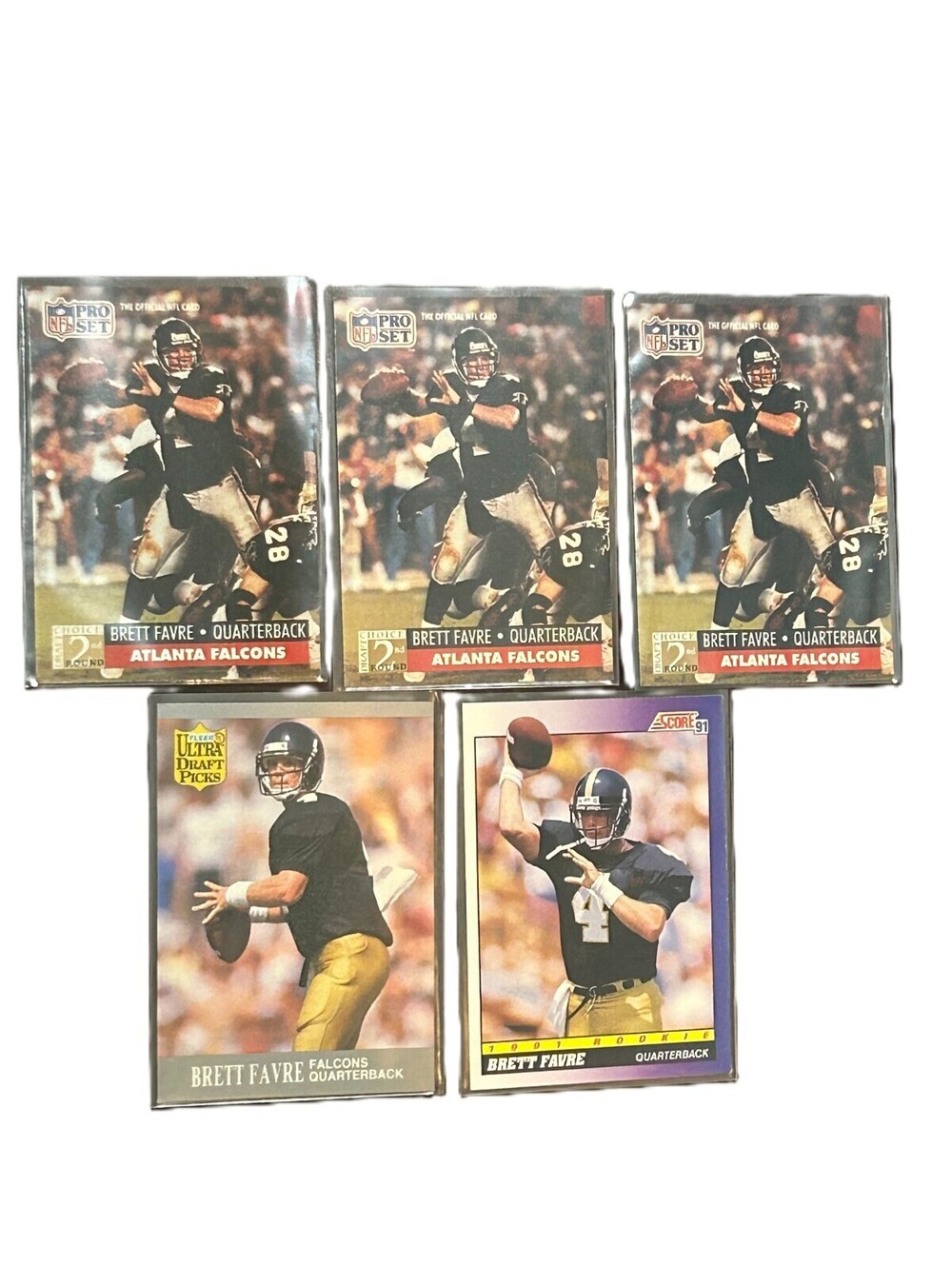 HOF BRETT FAVRE NFL ROOKIE COLLECTION 1991 PRO SET, FLEER & SCORE RC LOT OF 6 NM